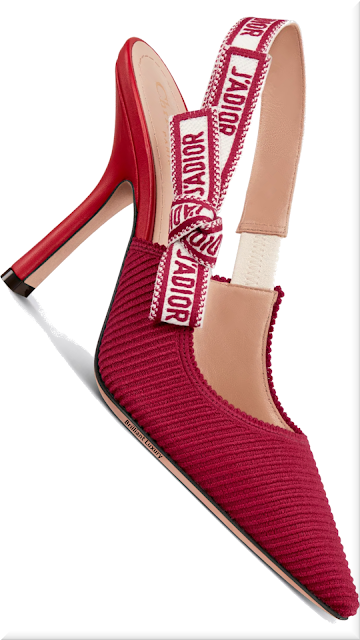 ♦Cherry red embroidered cotton J'ADIOR slingback pumps #dior #shoes #red #brilliantluxury