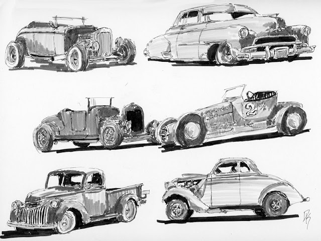 pen sketch sketchbook hot rod custom car gasser