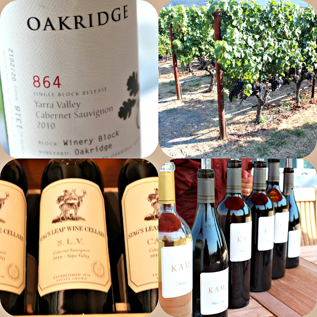 Wines from Australia like 864 and California like Stag's Leap and Kamen Estates