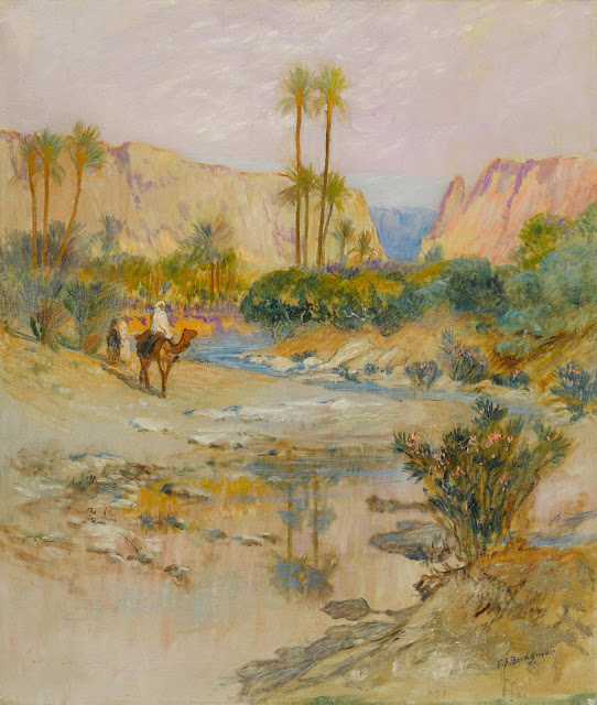 Travelers at the oasis by Frederick Arthur Bridgman