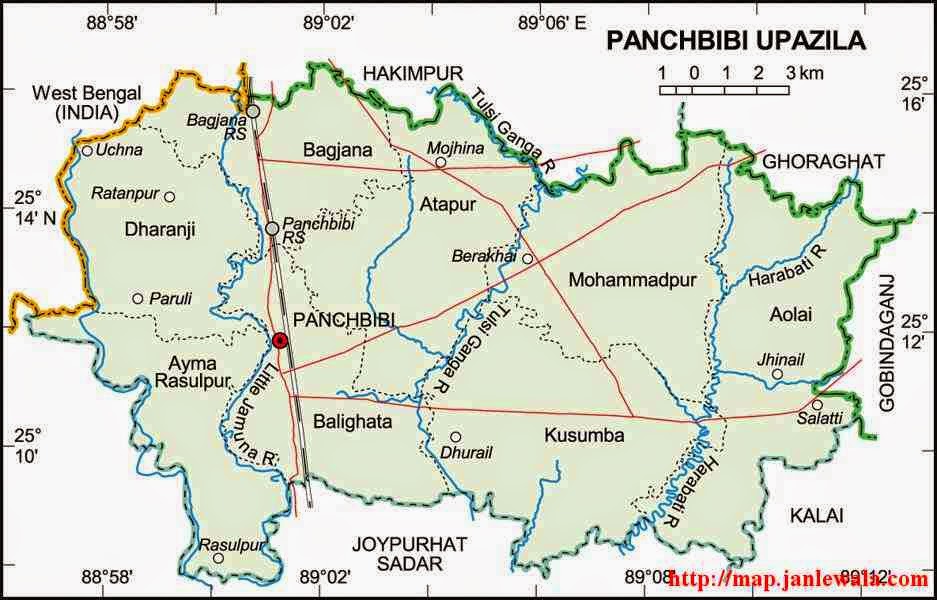 panchbibi upazila map of bangladesh