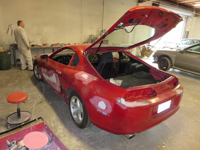 Auto body repairs in process on 1995 Toyota Supra at Almost Everything Auto Body