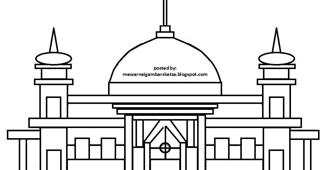 Mewarnai Gambar: Mewarnai Gambar Sketsa Masjid 10