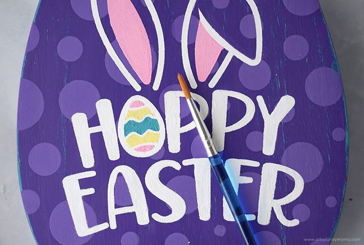 Stenciled "Hoppy Easter" Wooden Egg Sign