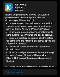 Apple rilascia iOS 16.0.2 : risolti diversi bug 