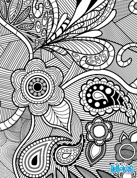 Flowers  Paisley Design Worksheet Color Online Print  Sophisticated Adult  Picture