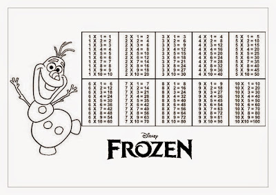 Tabuada para Imprimir - Frozen Olaf