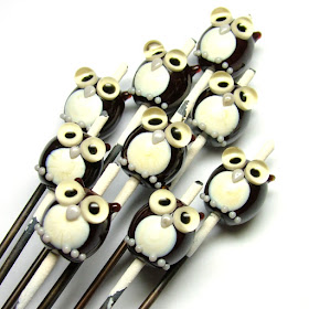 Lampwork glass owl beads