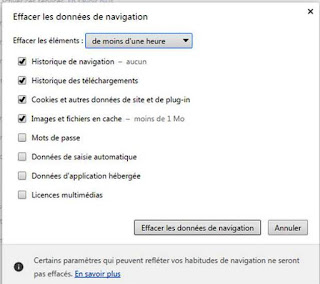 خيارات مسح بيانات التصفح Effacer les données de navigations  من كرومchrome