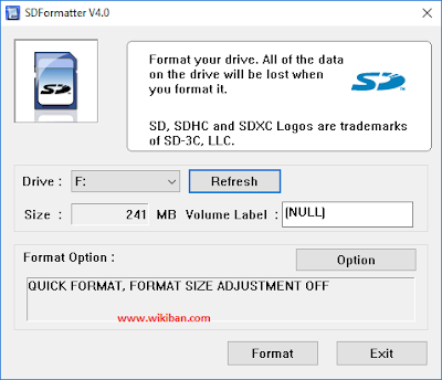 how to format memory card using sd formatter