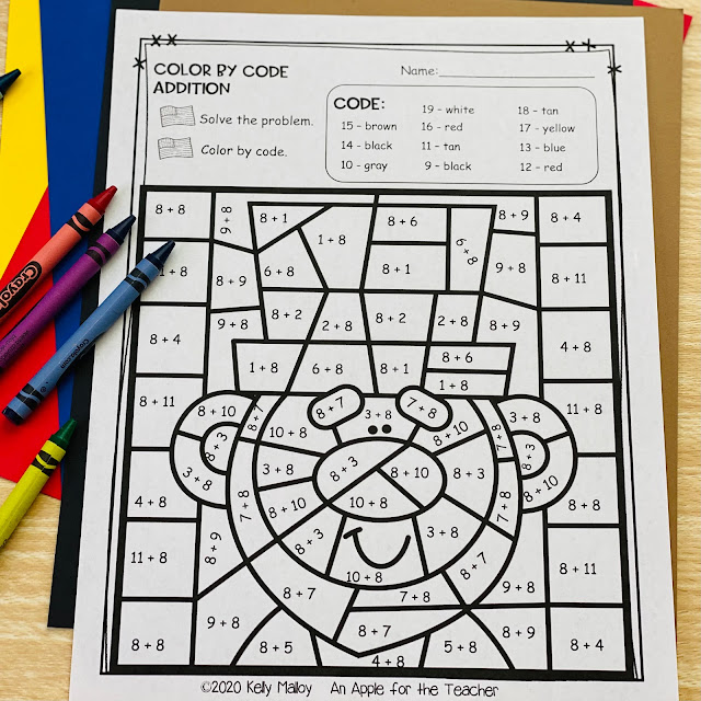 Presidents' Day Color By Number Addition