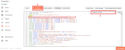 Contoh gambar ilustrasi kode script edit HTML blog