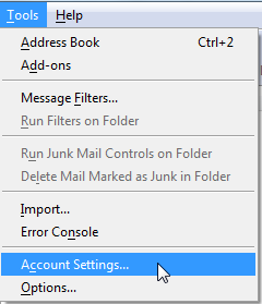 Menu Account Setting Thunderbird
