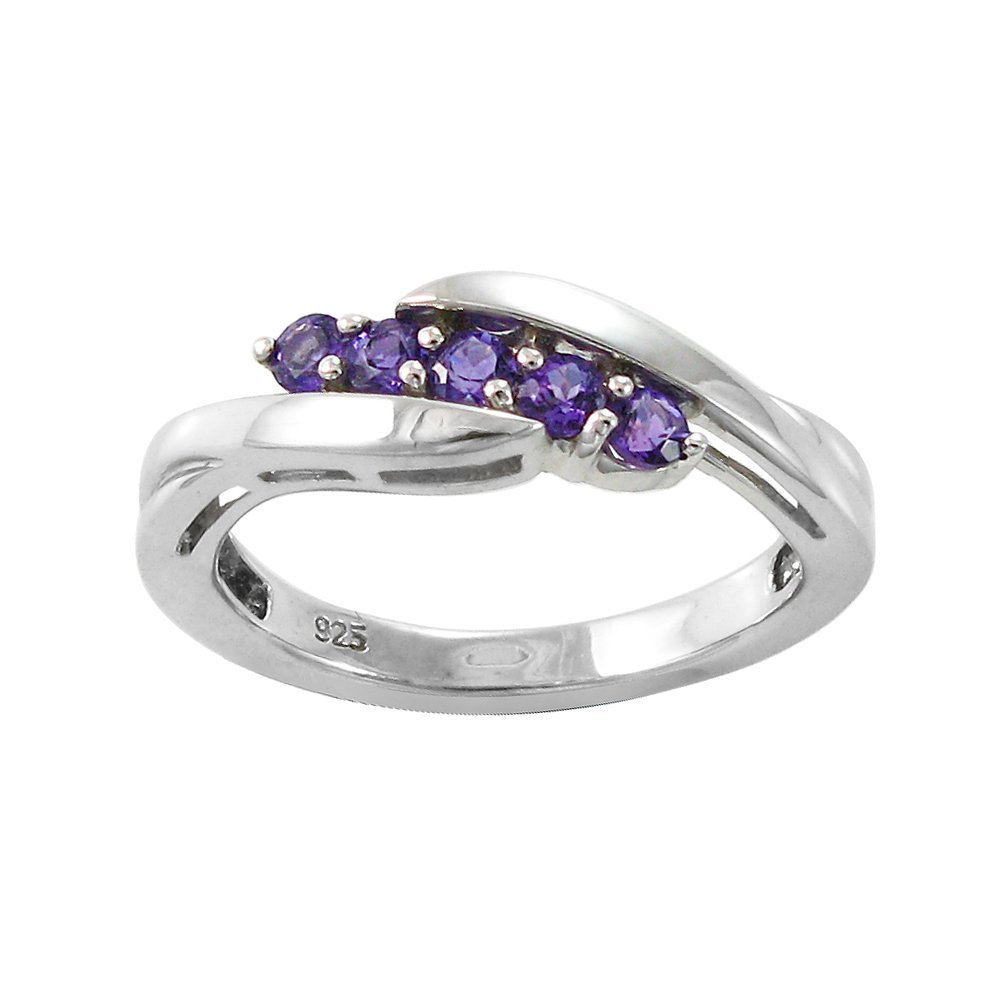 Sterling Silver Five-Stone Amethyst Ring