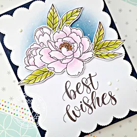 Sunny Studio Stamps: Pink Peonies Blooming Frame Dies Frilly Frame Dies Best Wishes Cards by Franci Vignoli