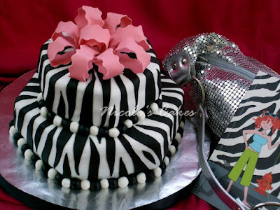 pink and white zebra cake. pink and white zebra cake.