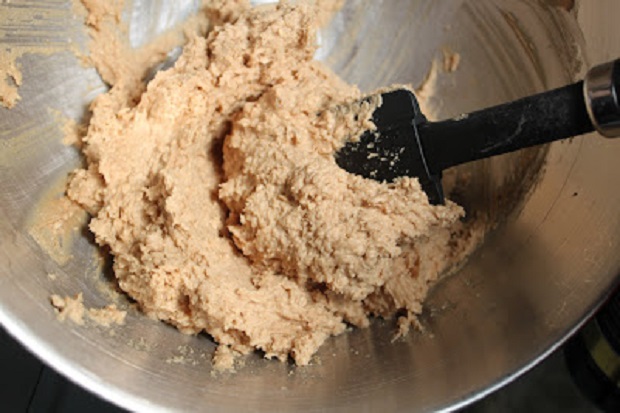mixing the dough for oatmeal creme cookies