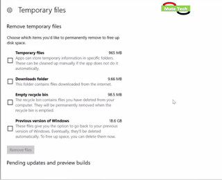 Free Up Storage in windows 10