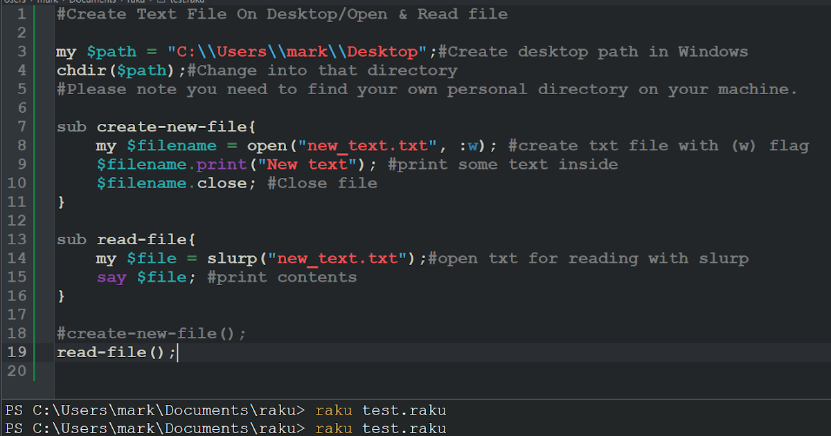 Raku Programming Language Blog: Raku Tutorial: Create Txt File: Read ...