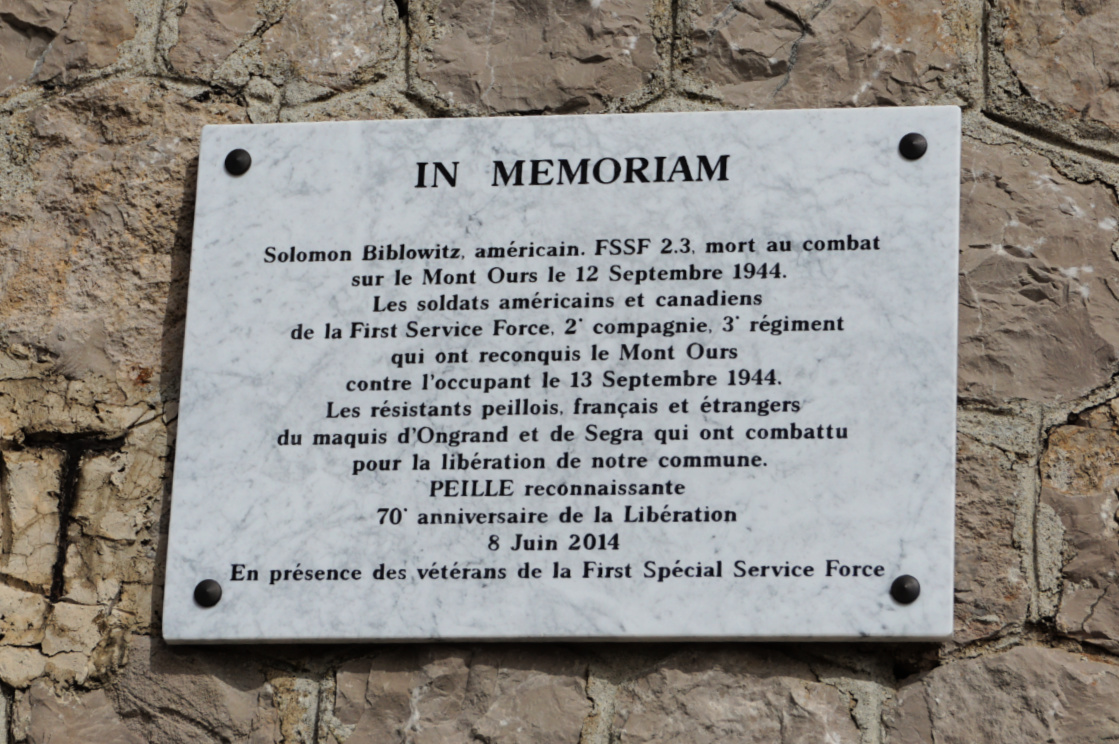 Plaque on Mont Ours