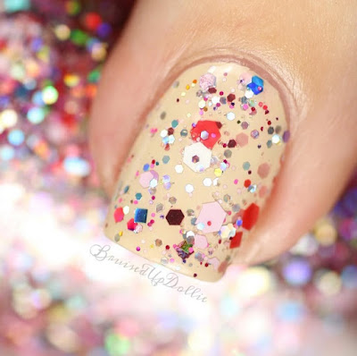 "Strawberry ShortCake" Glitter Lambs Nail Polish Swatched by @BruisedUpDollie