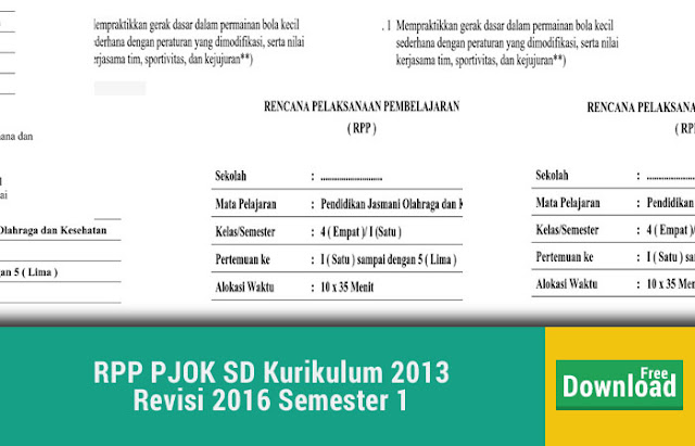 RPP PJOK SD Kurikulum 2013 Revisi 2016 Semester 1