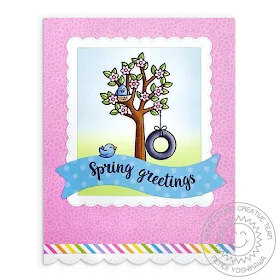 Sunny Studio Stamps: Seasonal Trees Spring Cherry Blossoms Card by Mendi Yoshikawa