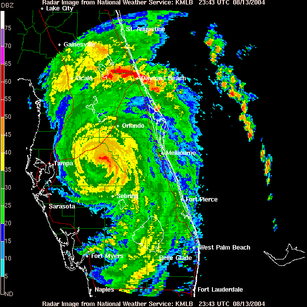 Doppler radar map