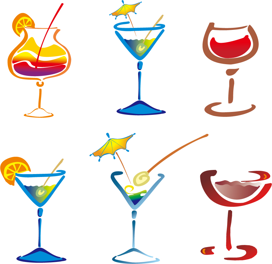 Ai Eps イラストレーター お洒落なカクテル グラスのクリップアート Glasses Drinks Cocktails イラスト素材