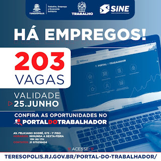 ‘Emprega Terê’ divulga 203 vagas de emprego no Sine Teresópolis