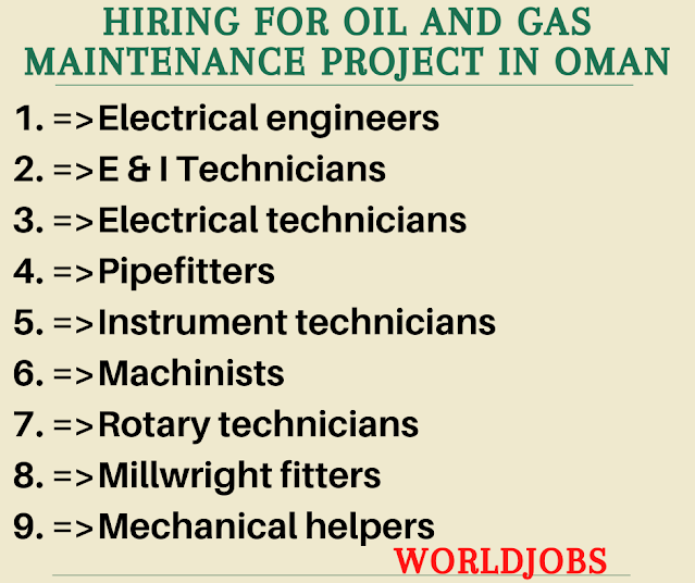 Hiring for Oil and Gas Maintenance project in Oman