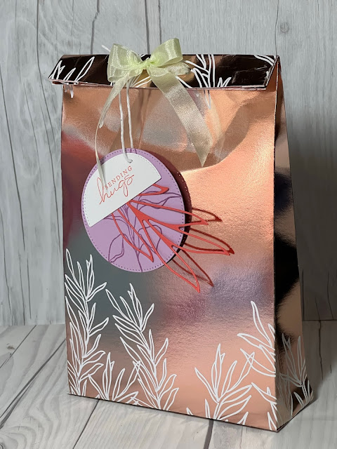 Copper foil gift bag created during #SUCreativityNow online event for demonstrators by Stampin' Up!