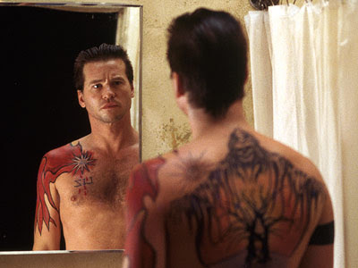 Val Kilmer had a grim reaper back piece tattoo while filming the movie 