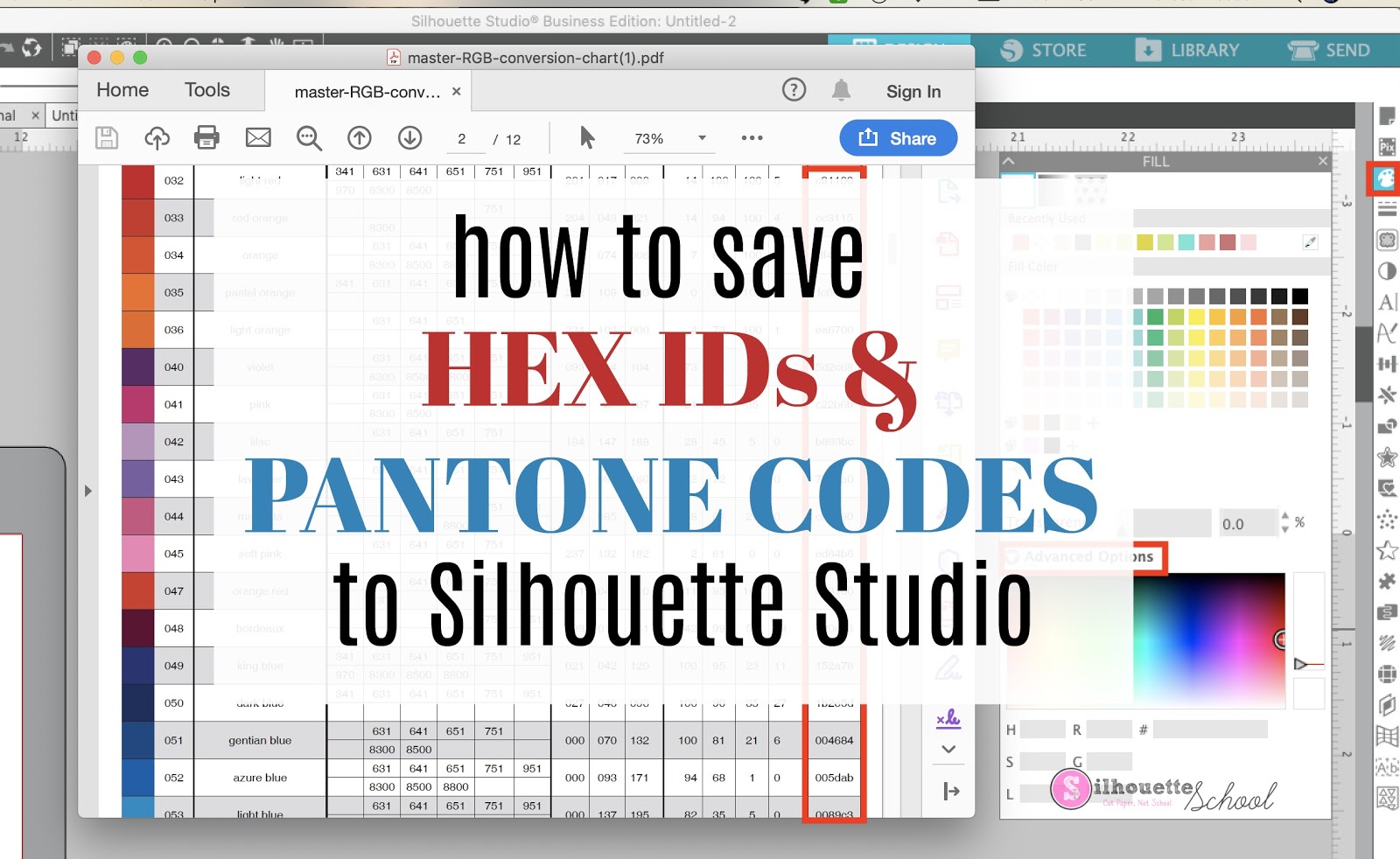 How To Save Hex Ids And Pantone Colors In Silhouette Studio V4 3 Silhouette School