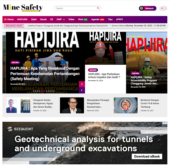 Minesafety is an example of a standard SEO website that is suitable for your company's media portal (news).