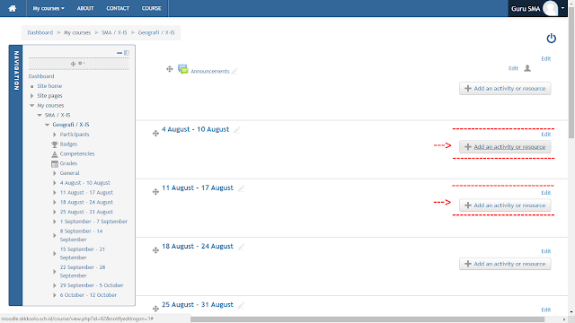 Menambahkan Materi Pembelajaran di Moodle