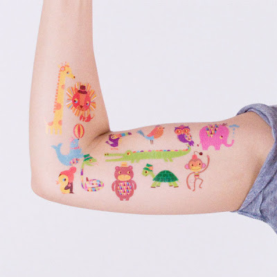 Spotted these cute temporary tattoos on the blog of Two Paper Dolls 