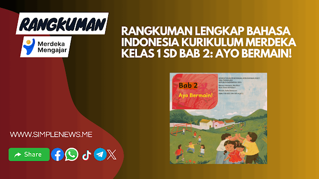 Rangkuman Lengkap Bahasa Indonesia Kurikulum Merdeka Kelas 1 SD Bab 2: Ayo Bermain www.simplenews.me