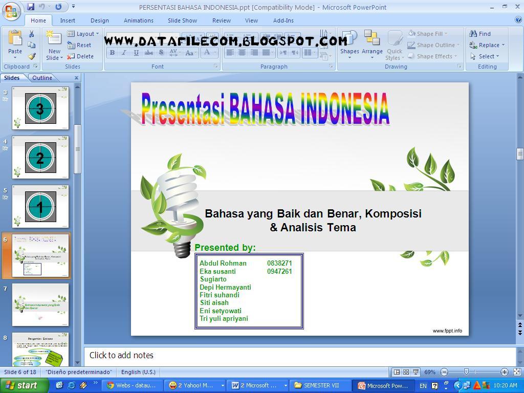 Bahan Presentasi Bahasa Indonesia (Bahasa yang Baik dan 