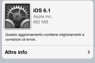 iOS 6.1: Apple rilascia il nuovo aggiornamento.