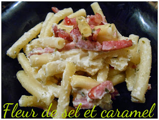 Macaronis au boursin et lardons