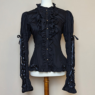 Metamorphose Lace Up Sleeve Blouse (Plus Size) (2022) Black