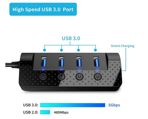 atolla THX-050300KD USB Hub with 4 USB 3.0 Data Ports