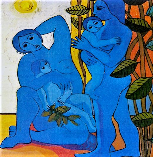 Candido Bido - Mothers in blue, acrylic on canvas, 1989