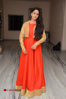 Telugu Actress Divya Nandini Stills in Orange Sleeveless Gown at Chennai Chaitrama Movie le Launch Event  0120.JPG