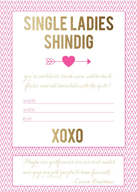 free printable single ladies valentine's day party invitation (via Holly Would)