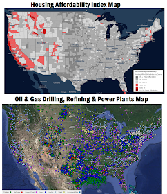 Housing Affordability Index Map vs Oil & Gas Drilling Refining