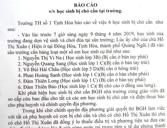 Quảng Ngãi Chó thả rông xông vào trường cắn 6 học sinh nhập viện