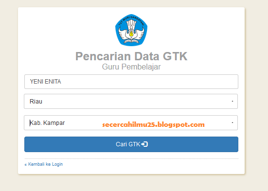  halaman Pencarian Data GTK