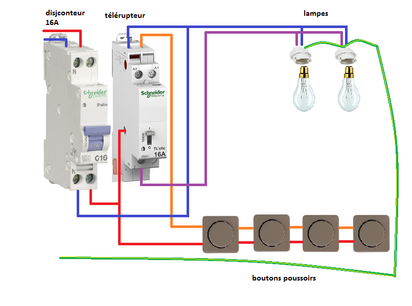 schema electrique telerupteur schneider